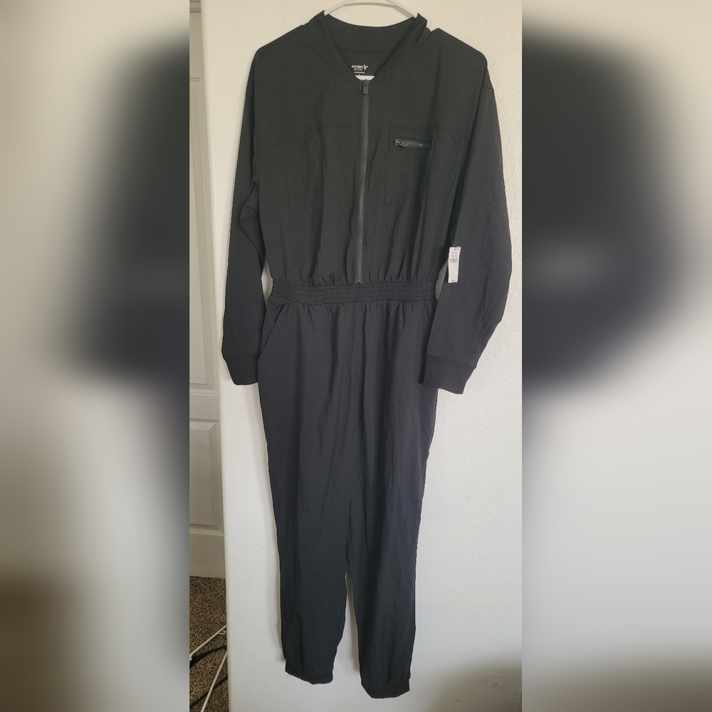 Old Navy Black V-Neck Jumpsuit with Elastic Waist